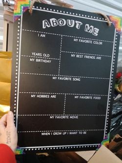 About Me Chalk Sign