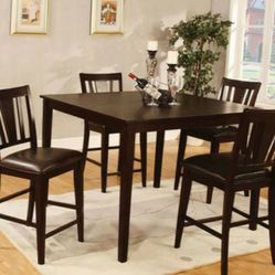 Table and 4 Chairs Espresso Counter Height