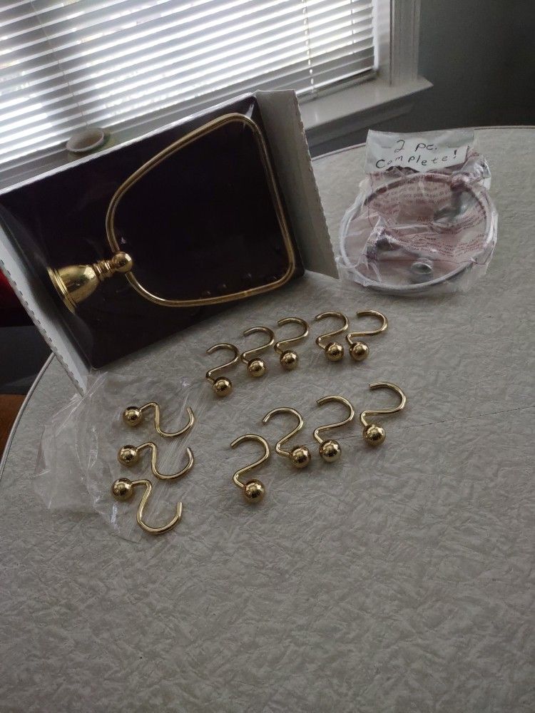 Ba Hardwood -$5.oo/ Set ,Gold/ Silver Towel & Robe Holders...