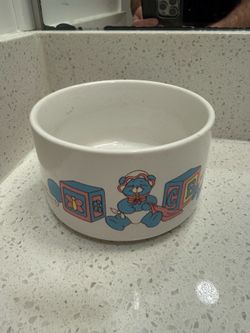 Vintage 1988 Ceramic Pastel Coloured Baby Feeding Bowl/ Nursery Room Decor