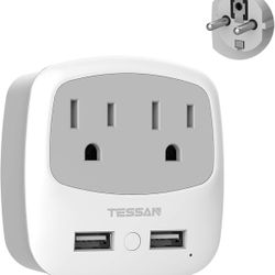 Germany France Travel Power Adapter, Schuko Plug Converter with 2 USB Type E/F.