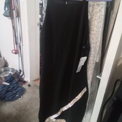 XXL Black Dress With Silver Rhinestone Hem Detail