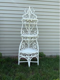 White Wicker Corner Shelf