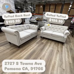 Beige Tufted Loveseats 