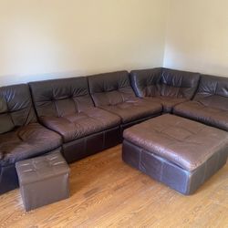 Brown Leather Sofa