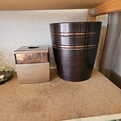 Bathroom trash can and tissue holder