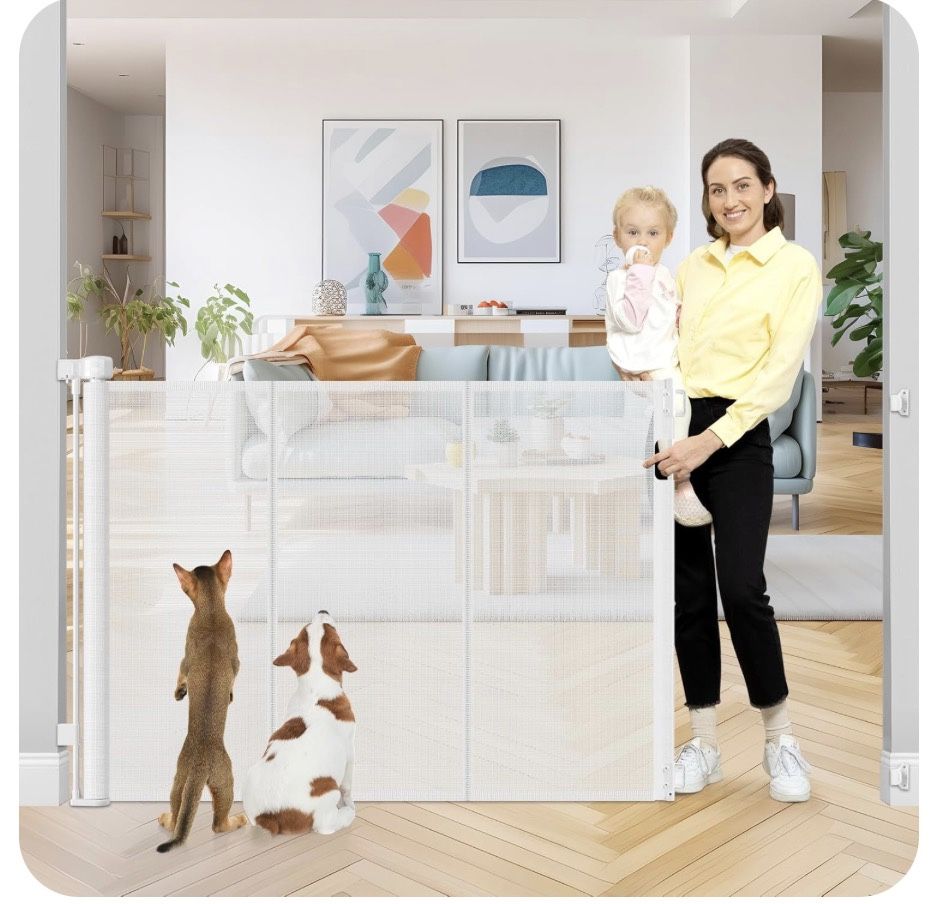 White Retractable Baby Gate