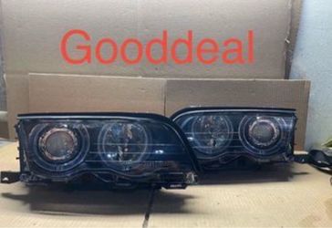 OH162 Fit 99-01 BMW 3 Series E46 Sedan 4door 330i 325i 328i LED Halo Black Headlight Pair