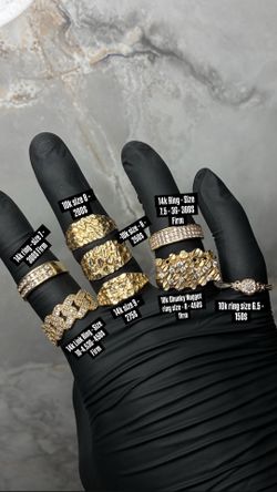 14k and 10k gold nugget rings