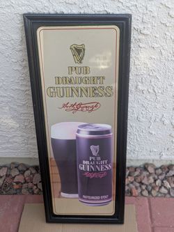 vintage 1990 Guinness Pub Draught bar mirror sign.