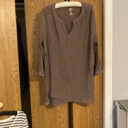Brown, long sleeve summer top size one X
