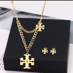 Necklace Earrings Set Stainless Steel For Women