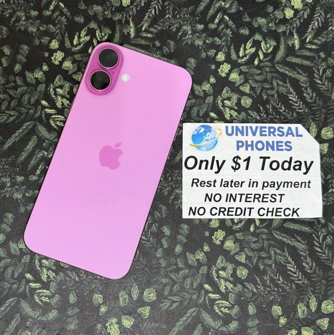 APPLE IPHONE 16 128GB UNLOCKED. FREE SMARTWACH/ HEADPHONES. PAY $1 TODAY REST IN PAYMENTS. NO CREDIT NEEDED FINANCING