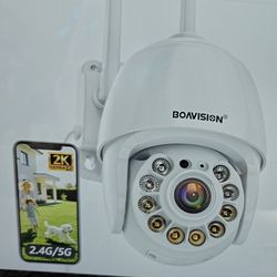 BOAVISION 2K Security Camera Outdoor, Wireless WiFi IP Camera Home Security System 360° View,Motion Detection, auto Tracking,Two Way Talk, pan Tile Fu