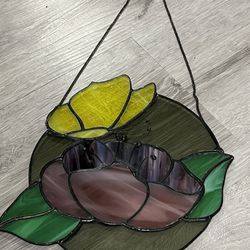 Stained Glass Butterfly With Flower Sun Catcher