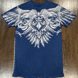 Affliction blue and white graphic tee 