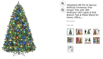 Yaheetech 6ft Pre-lit Spruce Artificial Christmas Tree
