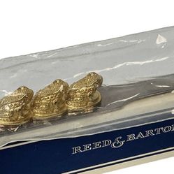 Reed & Barton Willow Frog Toad Letter Opener Paperweight NIB Tassel Silverplated