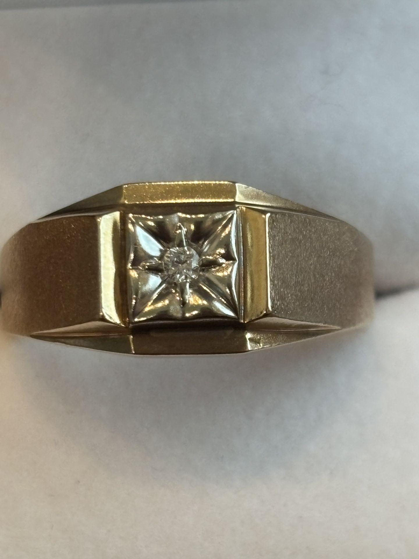 10 Karat Yellow/White Gold Square Inset Men’s Diamond Ring