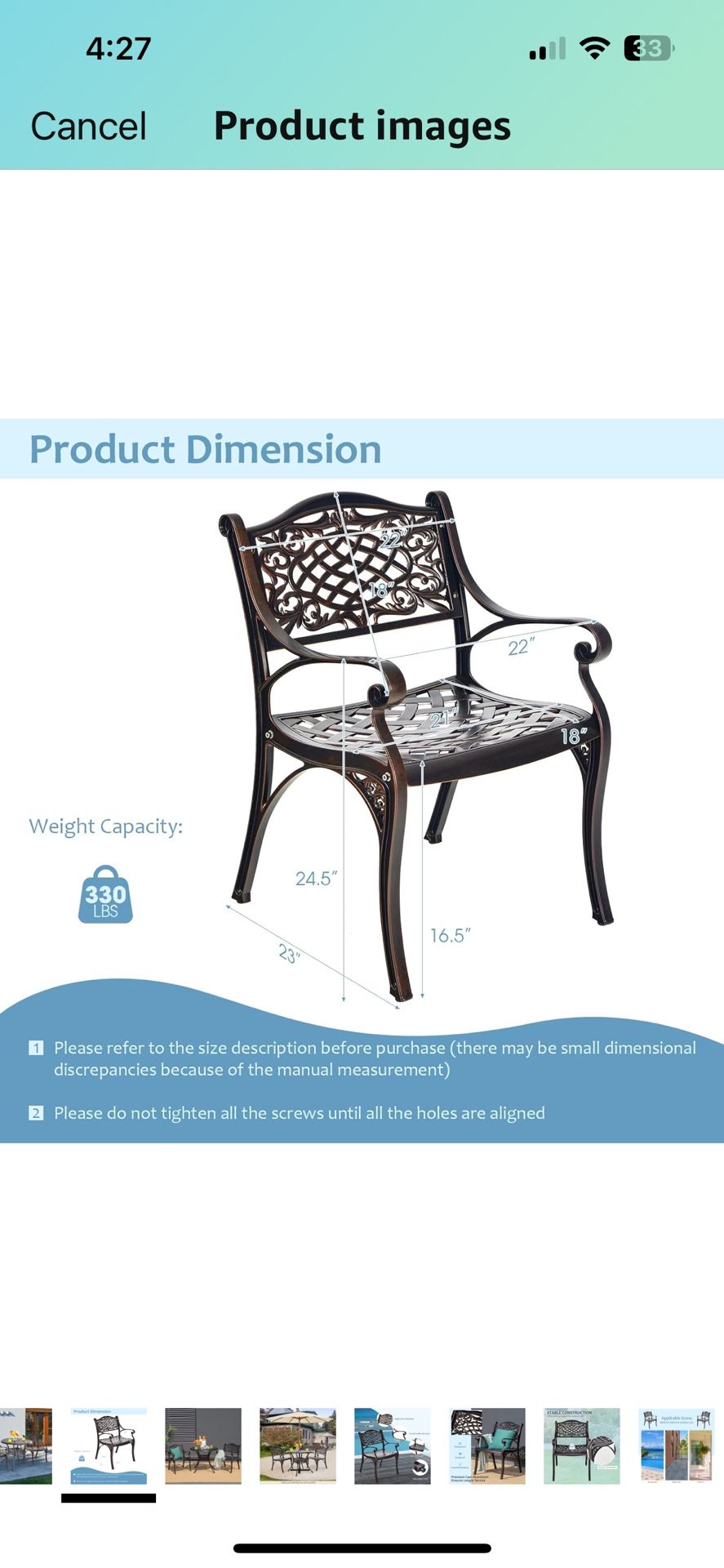 Patio Garden Chair Bronze Like New