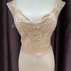 Blush Lace Mermaid Formal Dress / Prom or Evening Gown
