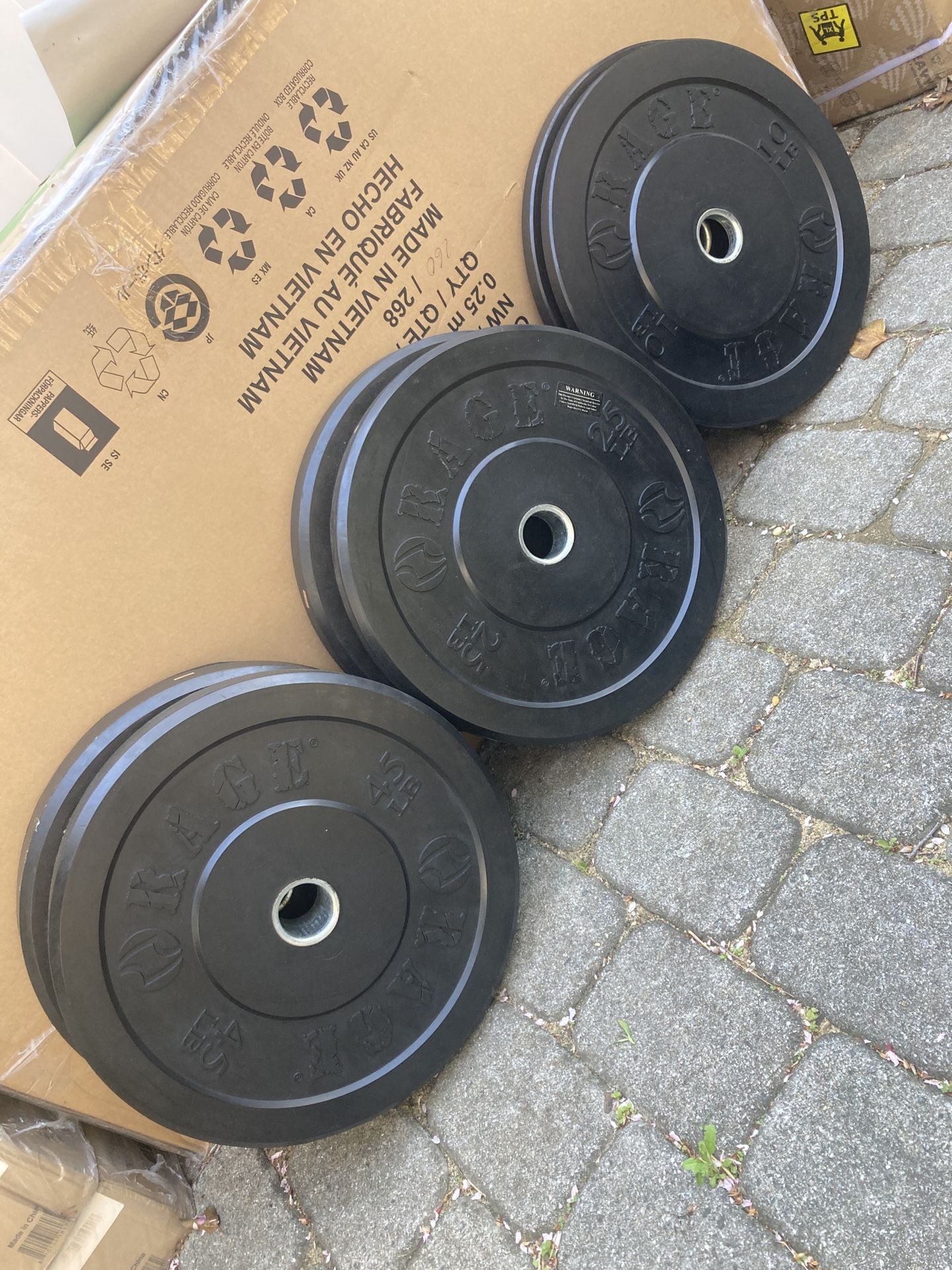 160 Lb Set Of Olympic Rubber Bumper Plates In Great Condition