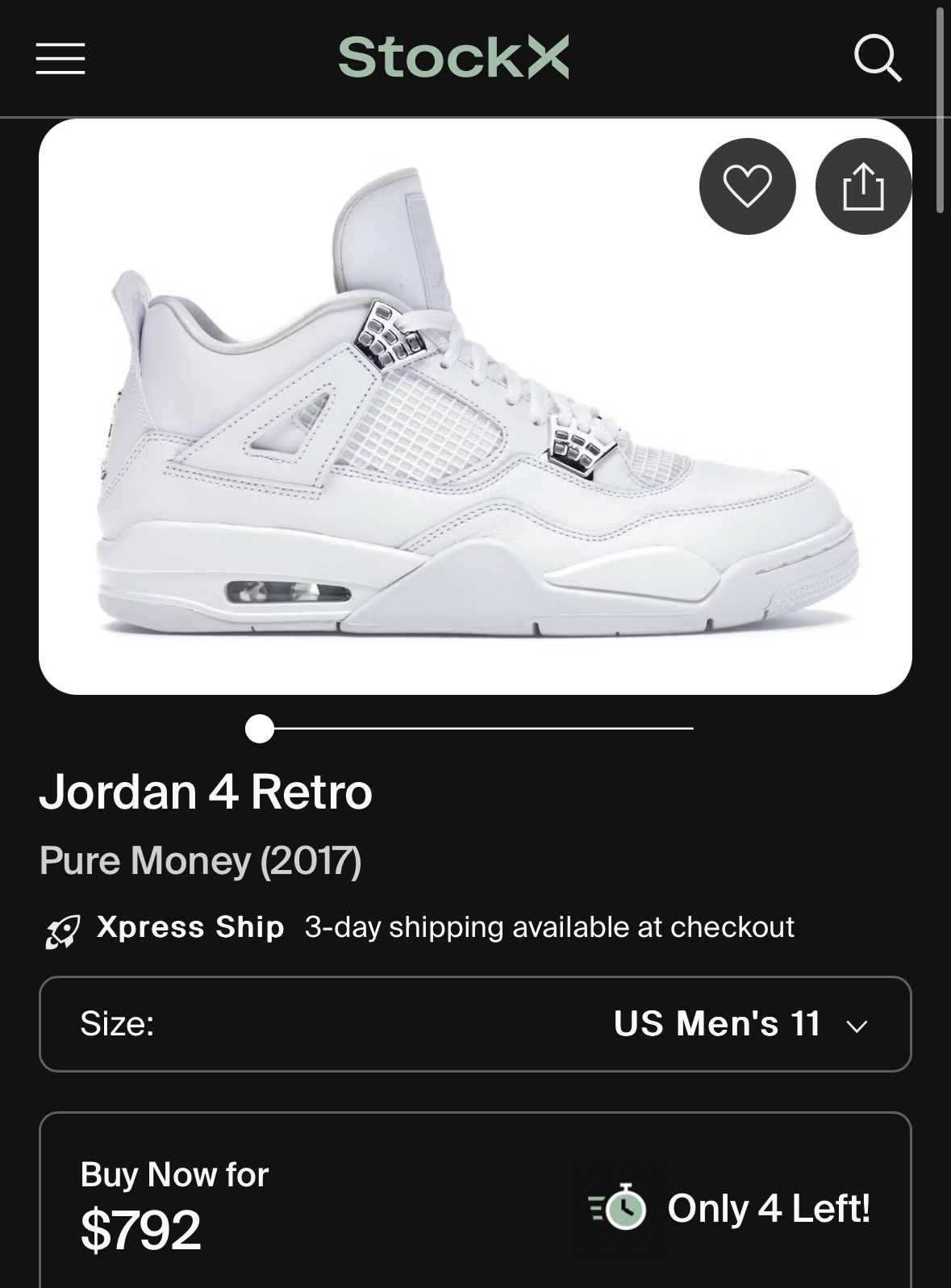 Air Jordan Retro 4s (pure Money)