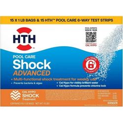 HTH Swimming Pool Super Shock All-in-one Advanced and Test Strips 1 Pound (Pack of 15)