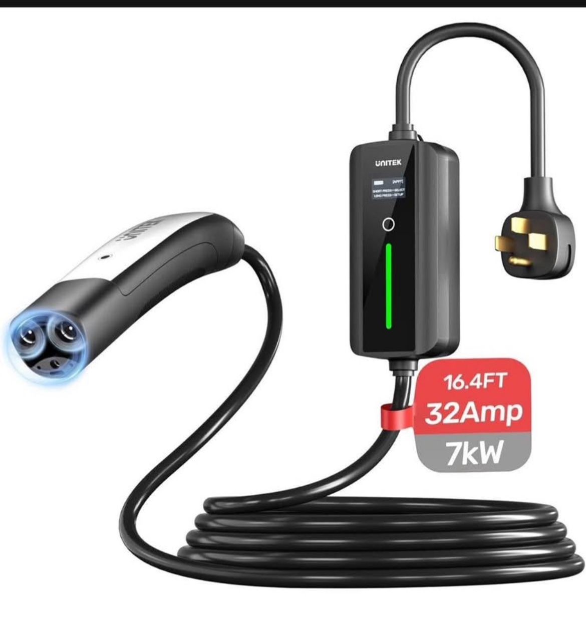 Unitek Portable Tesla Wall Charger -Level 1 & 2 EV Charger for All Tesla, 32Amp 7KW 240V Mobile Char