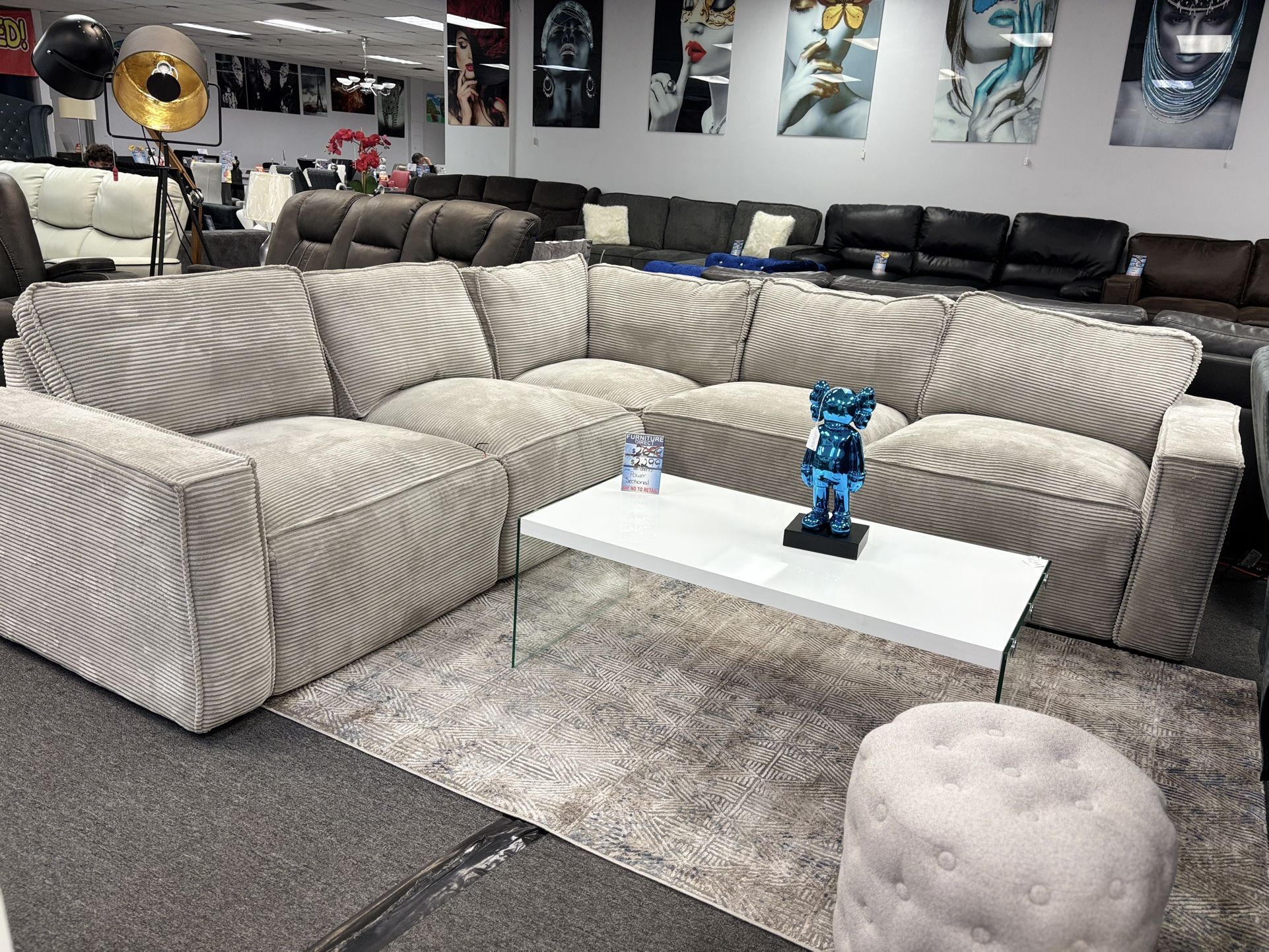 L-shaped Microfiber Sectional Couch For Sale PWR Recliners ( Furniture Assembly) New 