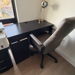 Black Office Desk w/ Drawers + Storage