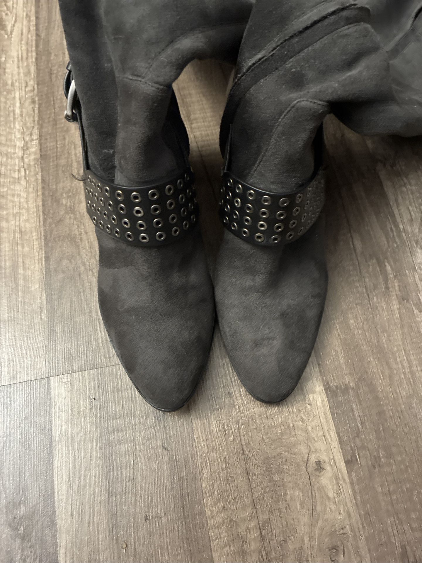 Michael Kors Brody Over The Knee Boot Stretch Faux Suede Velvet Charcoal Sz 8