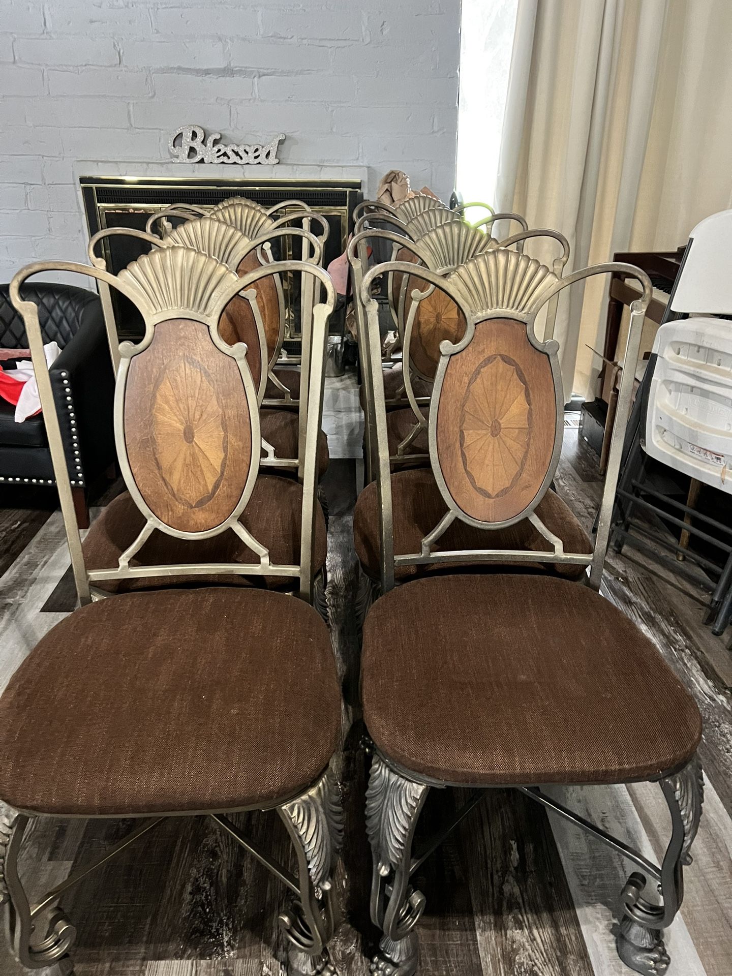 πͺ Set Of 8 Brass Colored Metal Chairs πͺ