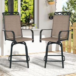 Brown Swivel Barstools 2-Pack, Indoor/Outdoor