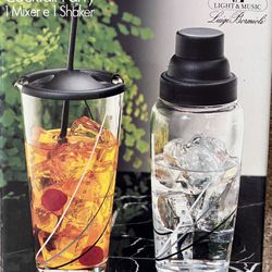 New - Vintage NOS Luigi Bormioli COCKTAIL PARTY Mixer & Shaker Set Light & Music Italy