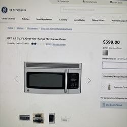 GE Over the Range Microwave Oven