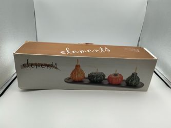 Elements Gourd Pumpkin Candle Set with Tray
