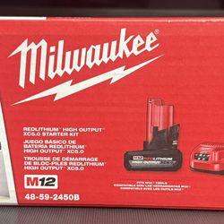 Milwaukee M12 High Output 5.0 Battery Kit Brand New In Box 48-59-2450B