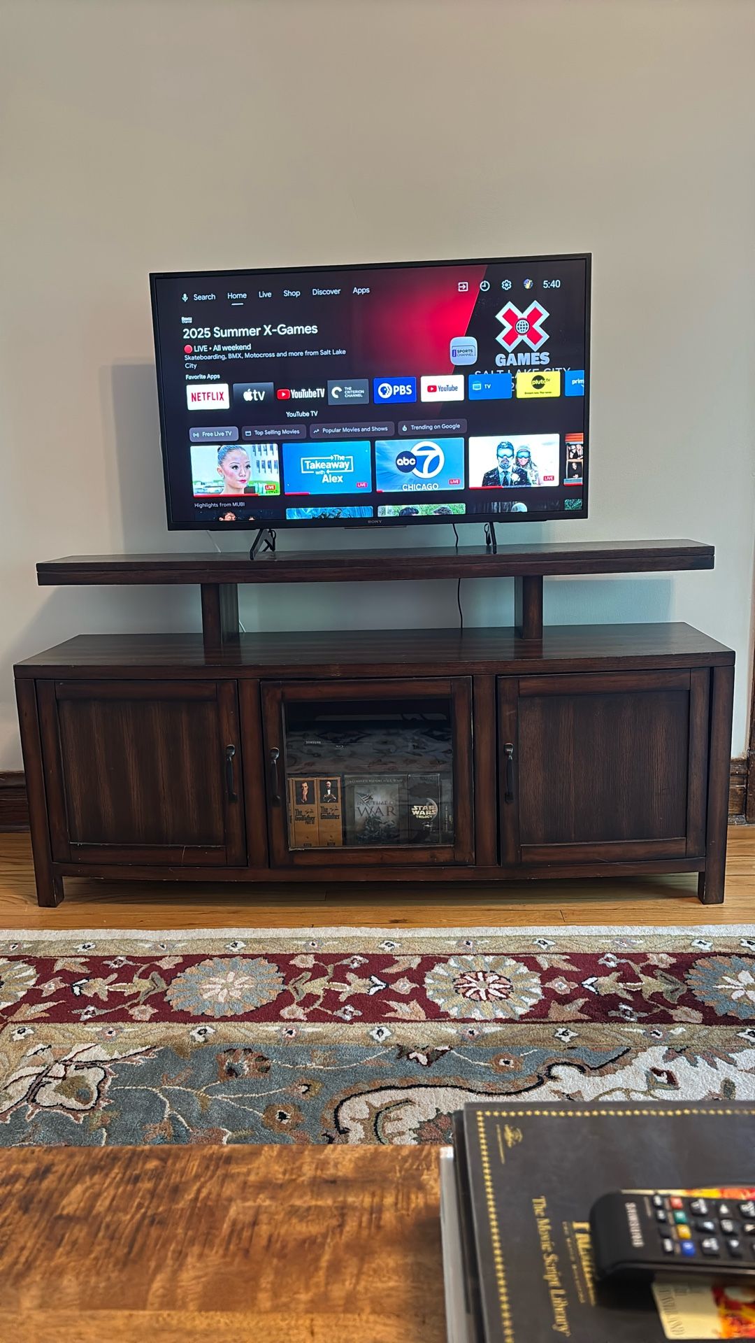 Wood TV Stand with Mount Shelf