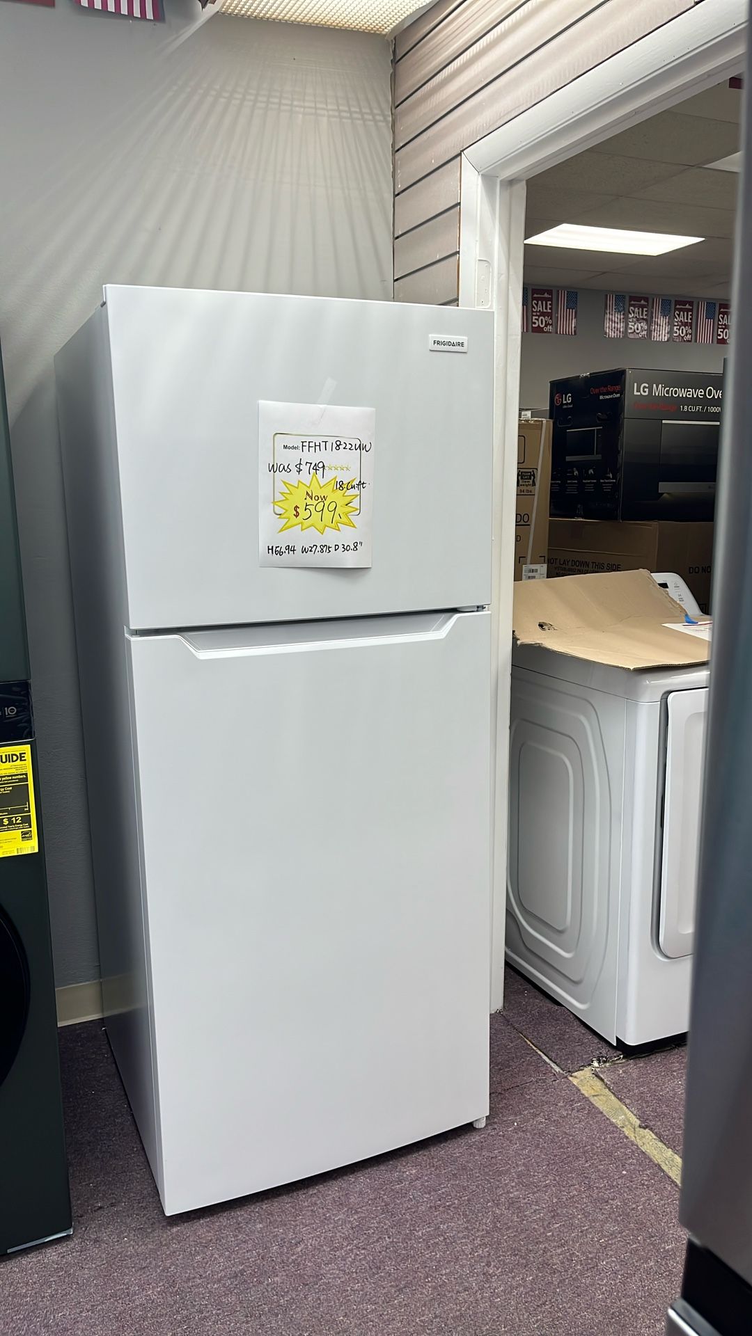 Refrigerator White 30” In New 1 Year Warranty