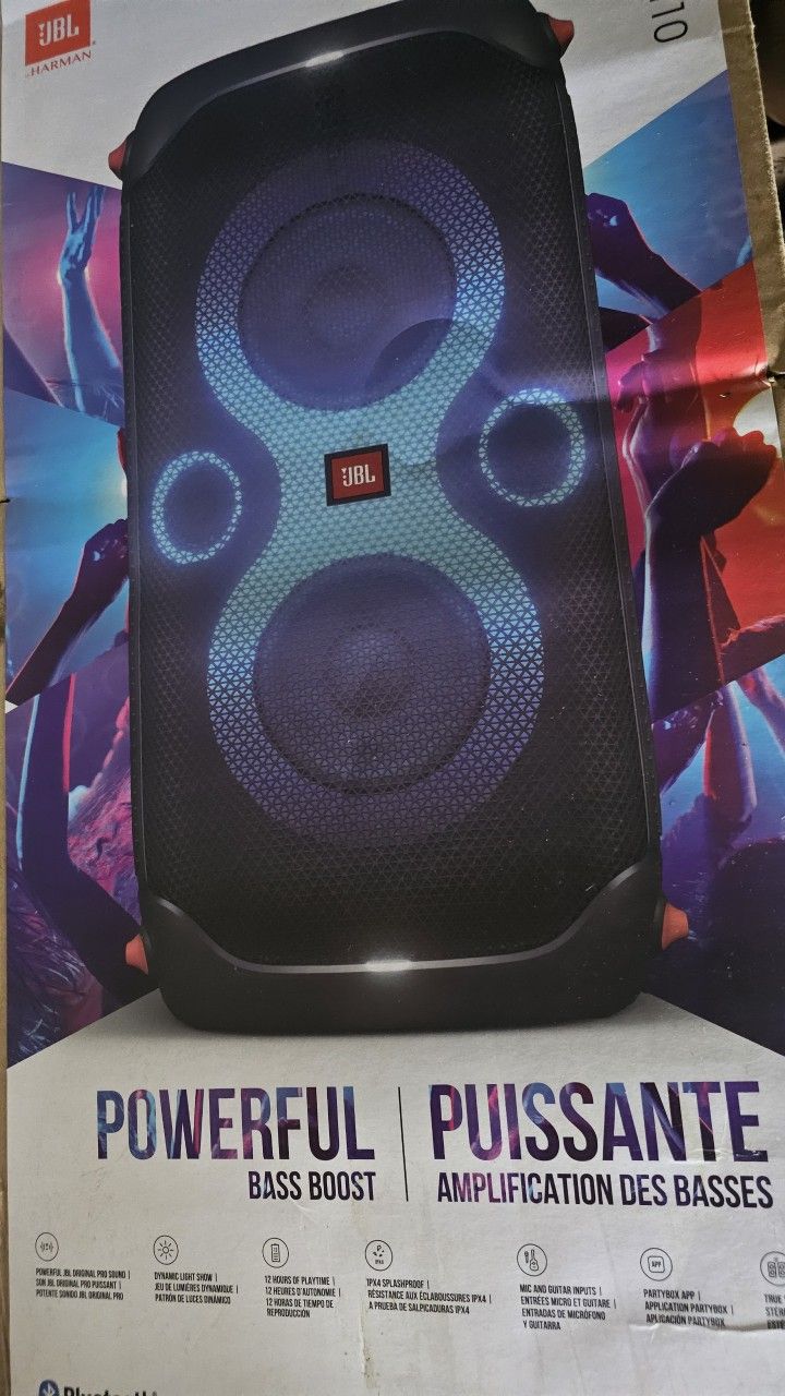 JBL Partybox 110 Portable party speaker with 160W powerful sound, built-in Light