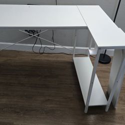 L Shaped Reversible Desk With Shelves