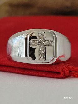 ⛔️ RESERVED ⛔️ 14K White Gold Men's Cross Diamonds Ring Size 10 Solid Gold / Anillo de Oro Blanco Para Caballero con Diamantes! 👌🎁