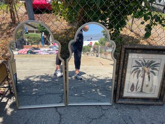 Arched Wall Mirrors Silver Frame Set of 2