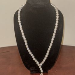 27inch Silver Iced Out Moissanite VVS1 Necklace / Chain With Fire Pendant