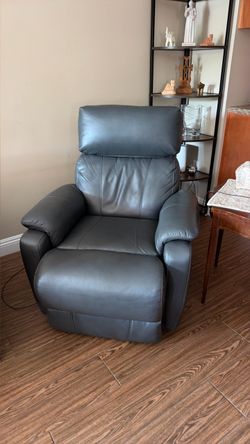 Gray Leather Power Recliner Chair