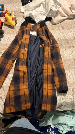 Fashion Nova orange & black long sleeve button up shacket