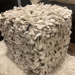 Designer Pouf / Ottoman With Earthy Colors And Material Petals