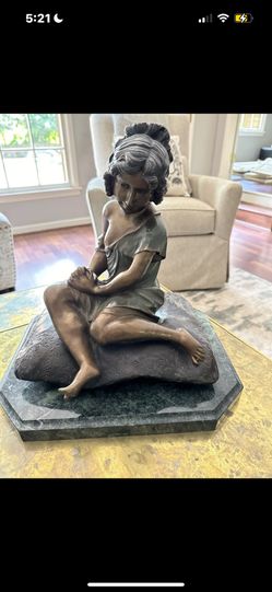 Antique August Moreau Bronze Girl On A Pillow