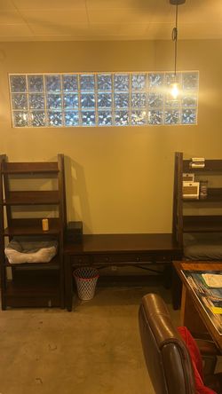 Cherry wood Desk and 3 book shelves